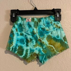 Hand dyed girl toddler cut off jean shorts